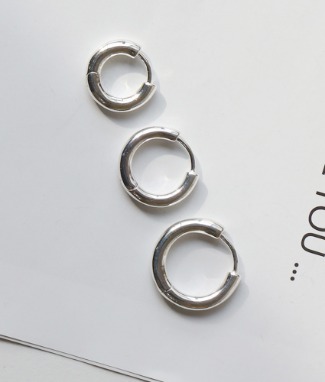 Silver 925 Simple Dot Tom One Touch Ring Earrings