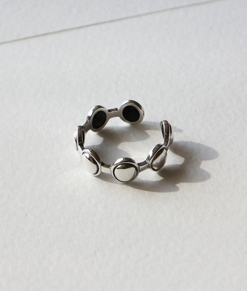 シルバー925 チェルニー 丸い 油絵 オープンリング 銀の指輪