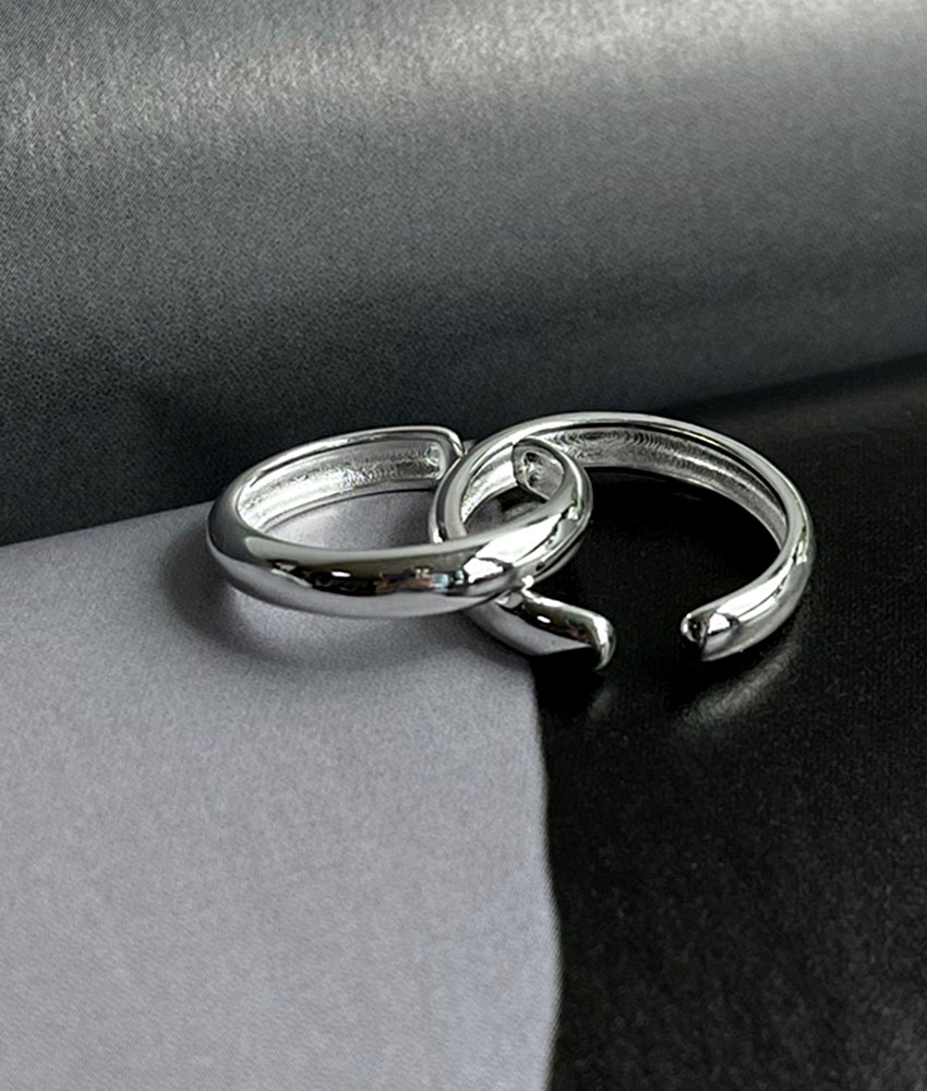 银925基本款蓬松的开襟戒指、银戒指